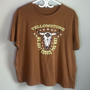 Yellowstone Brown Graphic Short Sleeve Crewneck T Shirt Unisex Size XL